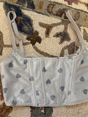 SKIMS Light Gray Heart Print Satin Bralette